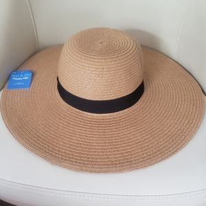 Chic Tan Sun Hat with Black Ribbon